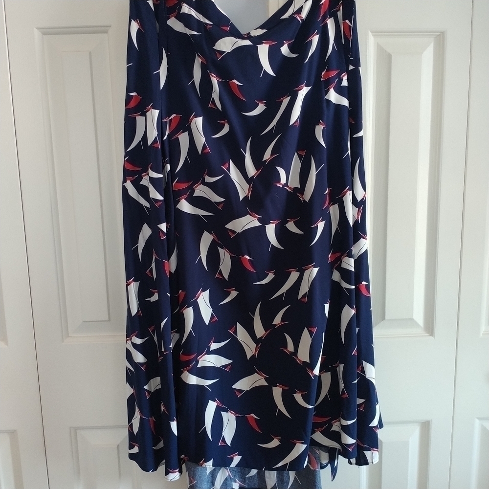 Chaps Nautical Navy Wrap Skirt L - Picture 8 of 10